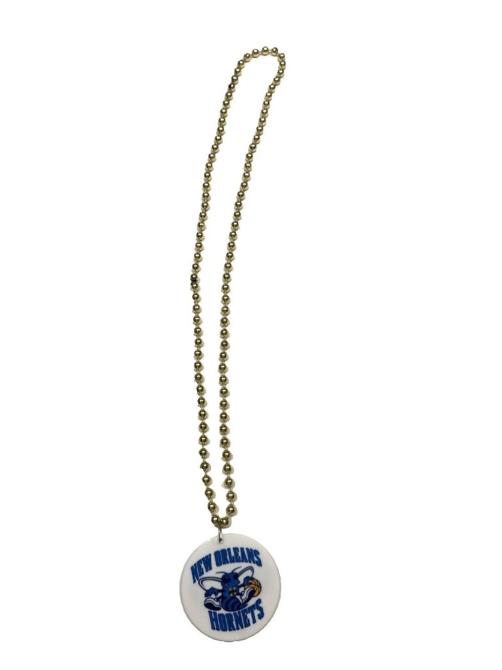 New Orleans Hornets NBA Basketball Mardi Gras Beads with Logo Medallion